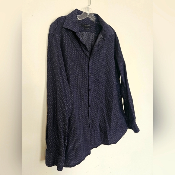 John Varvatos Navy Casual Button Down Shirt - Picture 3 of 9